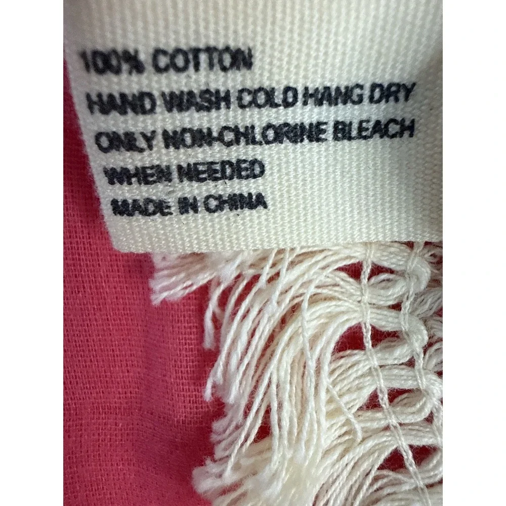 Natural Life Cotton Gauze Wrap Scarf Raspberry Fringe Boho Coquette